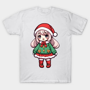 Cute christmas anime girl T-Shirt